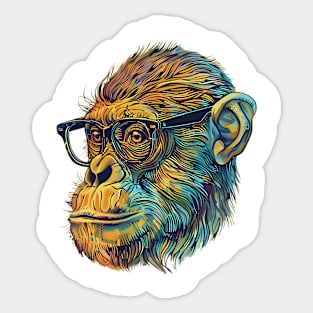 Brainy and Bold: The Bespectacled Chimp! Sticker